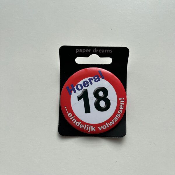 Button verkeersbord 18 jaar