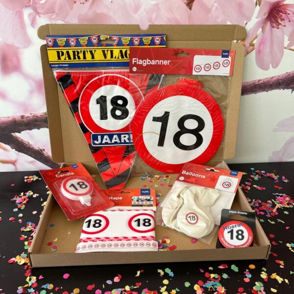 Feestpakket verkeersbord 18 jaar