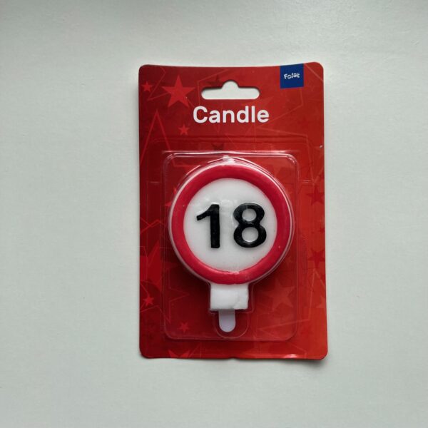Kaars verkeersbord 18 jaar